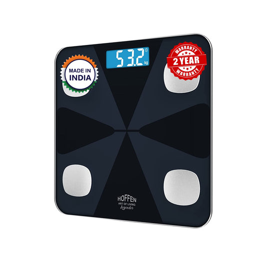 Hoffen India HO19 Electronic Digital Personal Body Bathroom Weighing scale, Weight machine Battery Included, 2 Years Warranty (HO 19 RE) (HO 19)